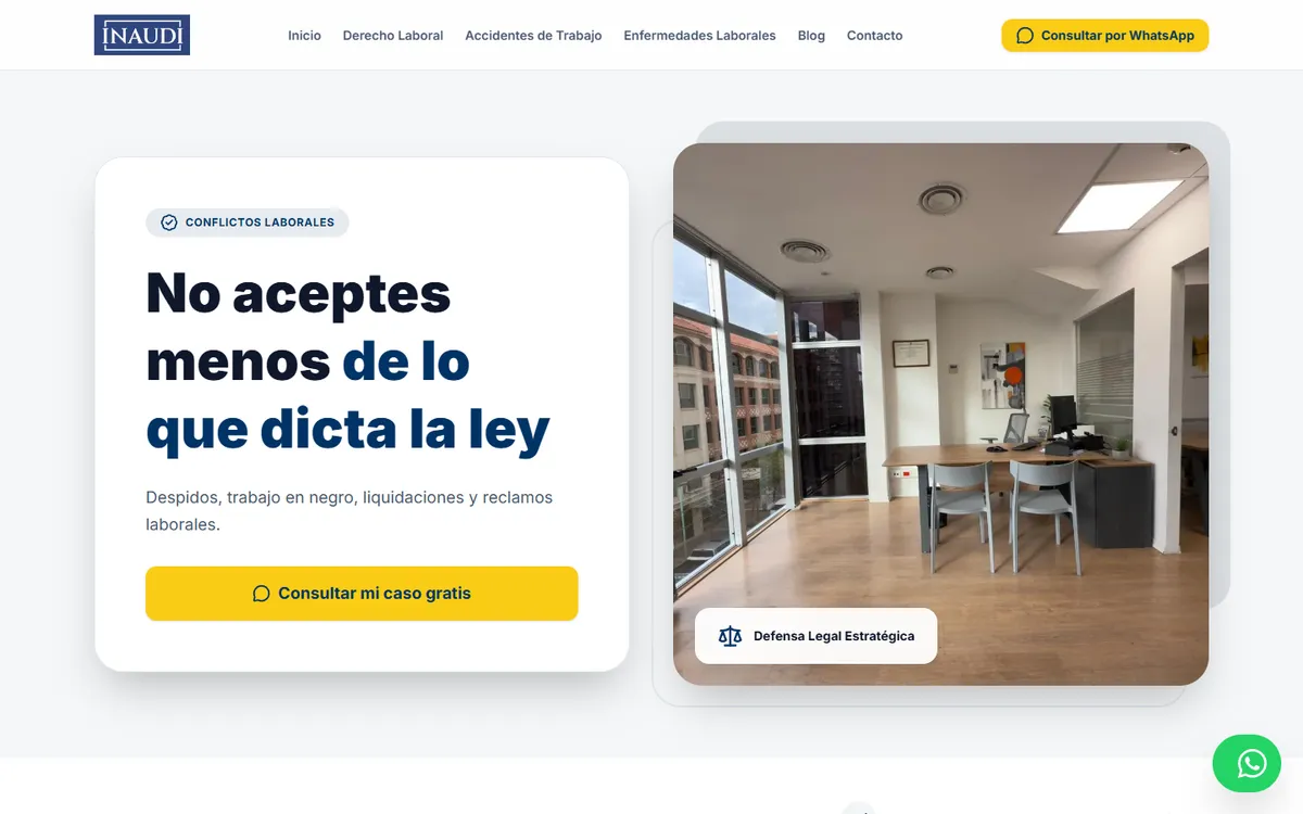 Página de abogado laboral del Estudio Jurídico Inaudi